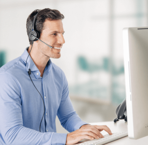 The best headset for the office - man wearing Leitner headset