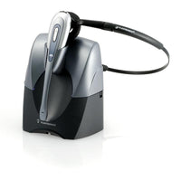 Plantronics CS55 shown on the included charging base