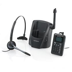 Plantronics CT14 with handset beside charging station