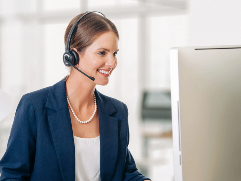 Most Comfortable Headset for Work - woman wearing Leitner wireless headset
