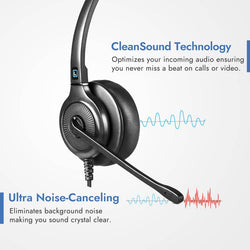 Leitner LH255XL super comfortable USB corded headset cleansound noise canceling microphone