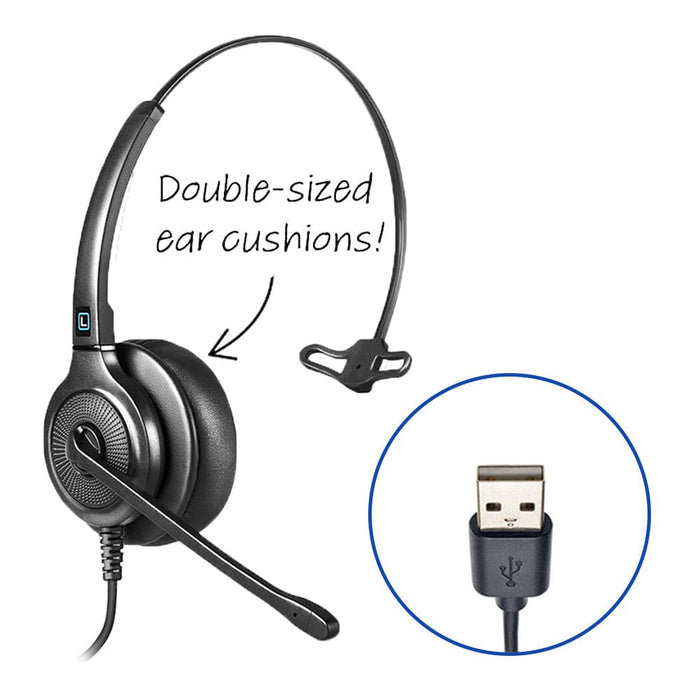 Leitner corded USB-A headset with XL ear cushions