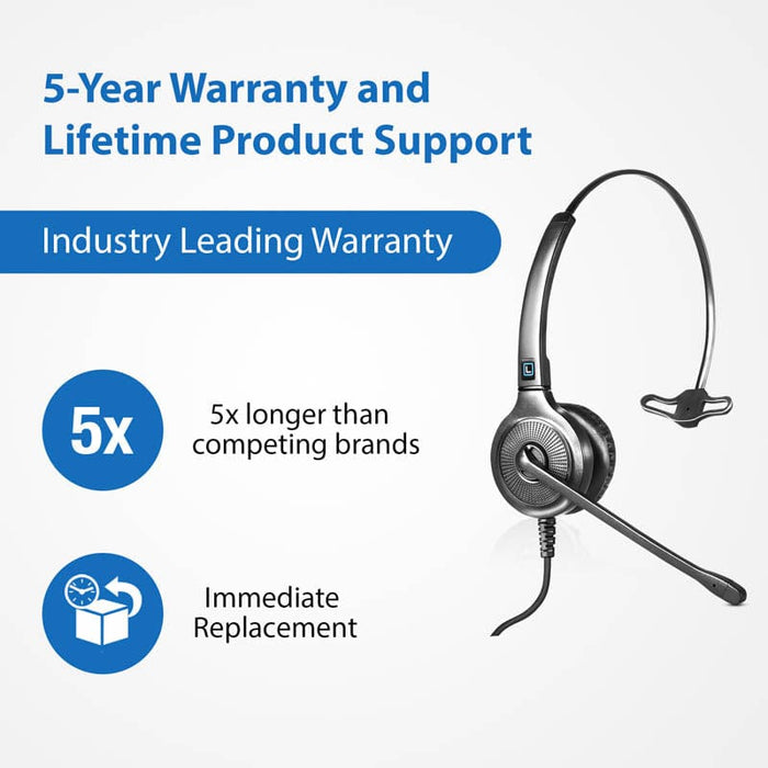 Leitner LH250 corded USB computer home office headset extra long warranty