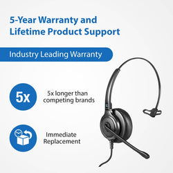 Leitner LH250XL super reliable corded office headset 5 year warranty full replacement