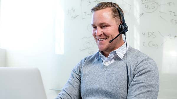 officeworker wearing headset