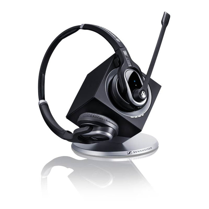 The DW Pro2 wireless headset and charging base