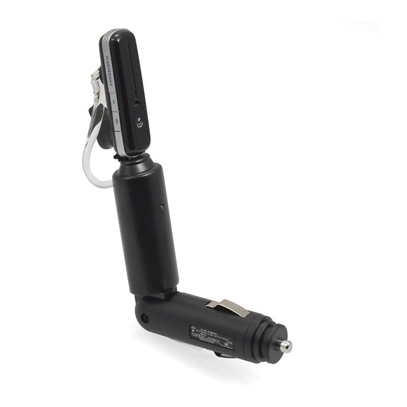 Voyager 835 plugged into the included car charger