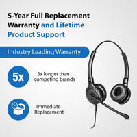 Leitner LH245 dual-ear 5-year warranty corded headset 2.5mm quick disconnect
