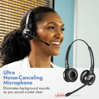 Leitner LH275 dual-ear wireless headset with ultra noise-canceling microphone