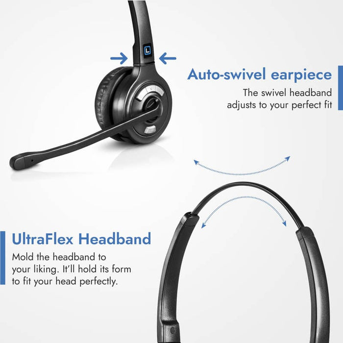 Leitner LH275 dual-ear wireless headset with comfortable UltraFlex headband