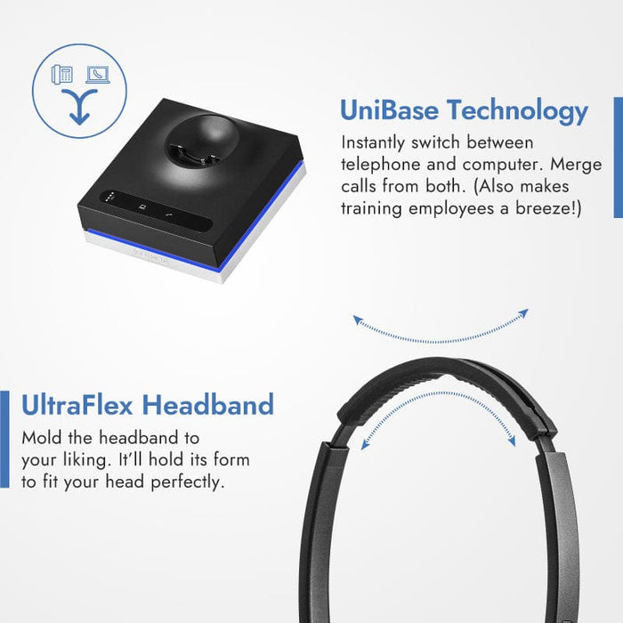 Leitner LH575 premium plus headset with UniBase and UltraFlex Headband