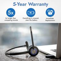 Leitner LH470 wireless DECT dongle headset 5-year warranty and lifetime product support