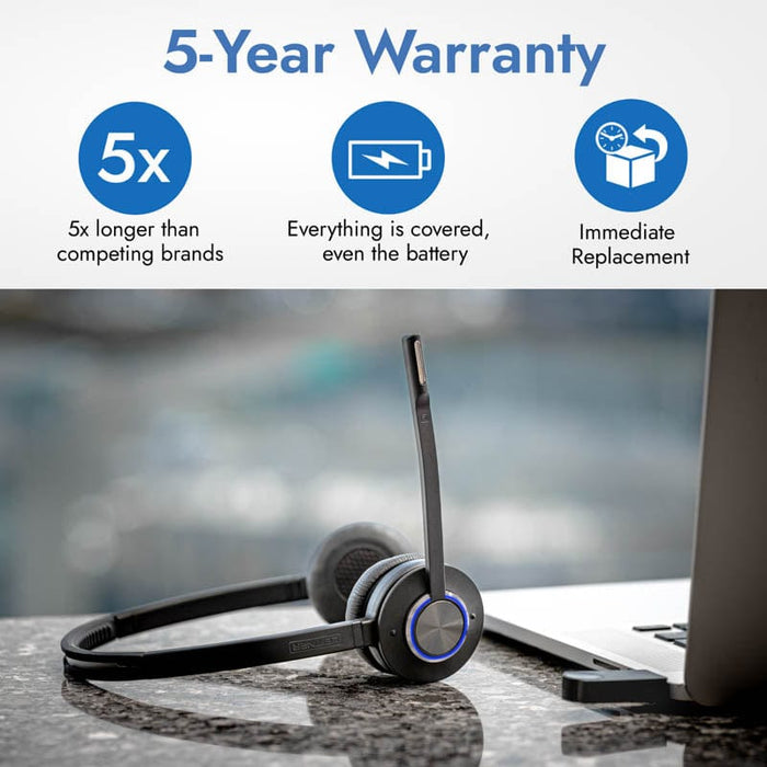 Leitner LH475 Premium Plus wireless headset 5-year warranty and lifetime product support