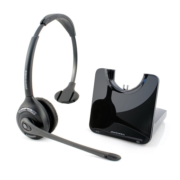 Plantronics CS510 headset with its base #Plantronics CS510 wireless over-the-head office headset and base