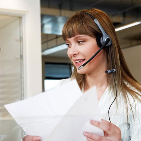 Wearing the Jabra GN2020 IP Monaural Noise-canceling Headset