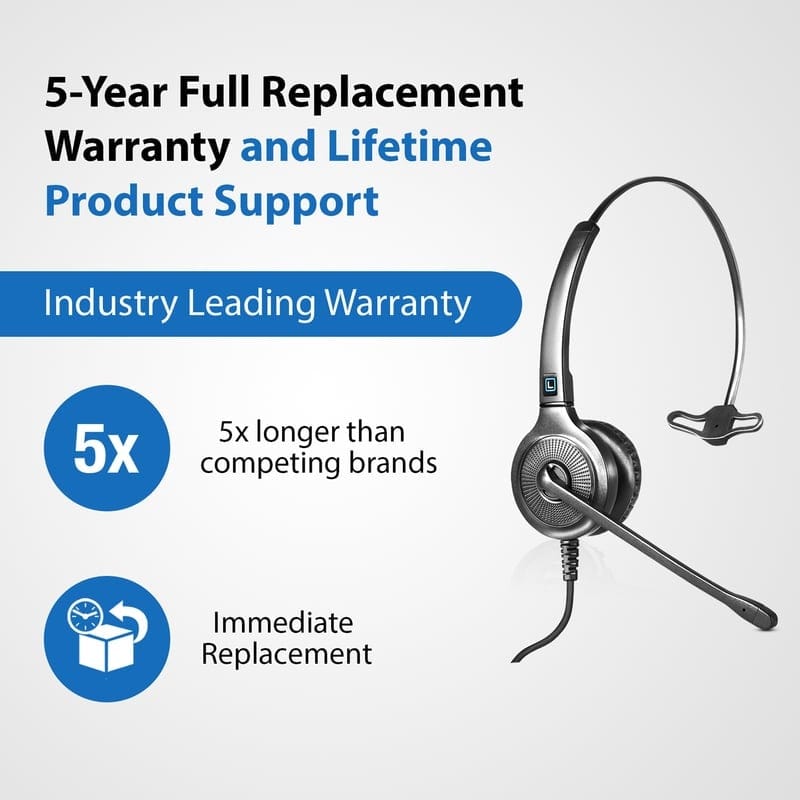 Leitner LH240 single-ear home phone headset 5-year warranty product support