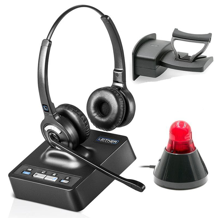 LH275 dual-ear office and work at home headset with remote handset lifter and busybuddy busy light