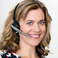 Woman enjoying Sennheiser OfficeRunner wireless 350 foot range