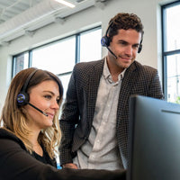 Office workers training with Leitner LH675 wireless headset